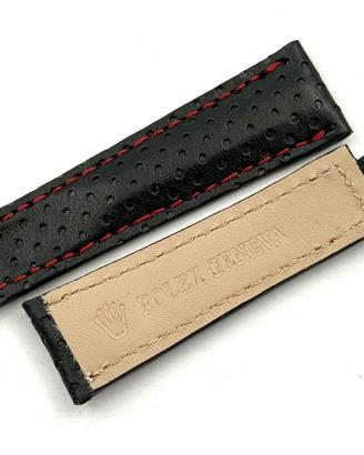 Cinturino Rolex Pelle Racing Nero 20/16mm Clasp