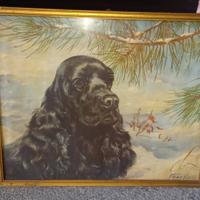 Stampa d'epoca con cane