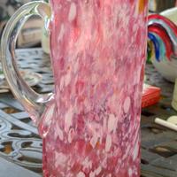 brocca caraffa vetro rosa e bianco