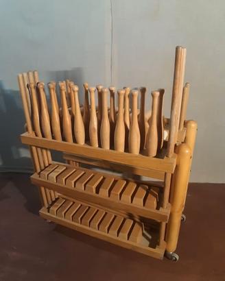 CARRELLO LEGNO VINTAGE SPORT ARREDO CLAVETTE PESI