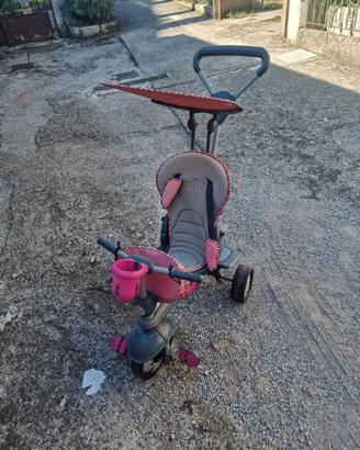 Triciclo per bambini con maniglione e parasole