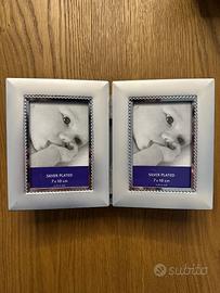 Cornice 7x10 x2 foto placcato argento e velluto