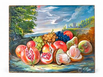 Melagrana uva e frutta - olio su tela 40x50