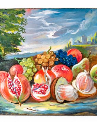 Melagrana uva e frutta - olio su tela 40x50