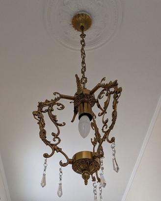 lampadario in ottone a tre bracci