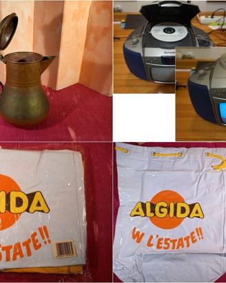 Anni 60: Caraffa rame-Materassino Algida-TV Lenoir