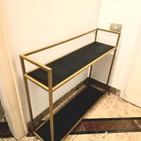 Consolle in metallo dorato e legno nero