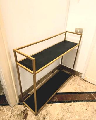 Consolle in metallo dorato e legno nero