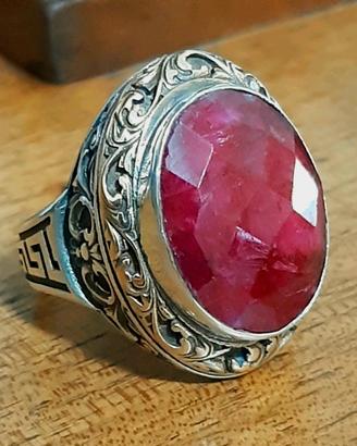 anello rubino uomo argento 925 solitario