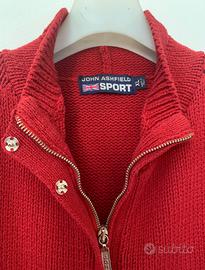 John Ashfield-Cardigan Donna Rosso Scuro Cotone