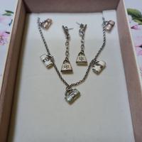 Collana e orecchini in argento 925 con borse smalt