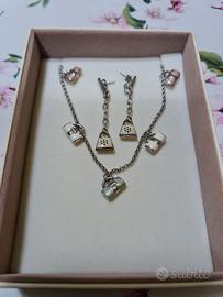 Collana e orecchini in argento 925 con borse smalt