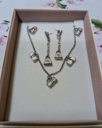 Collana e orecchini in argento 925 con borse smalt