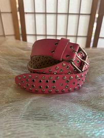 Cintura rosa  pelle borchie e occhielli taglia 85