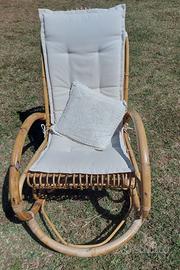 Sedia a dondolo in bambù anni 70