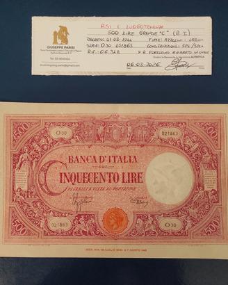 banconote italiane lire 500 grande C