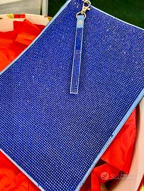 Pochette borsetta blu o bianca/argento brillantini