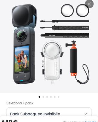 insta 360 X4 come nuova kit subaqueo