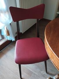 Sedia Vintage in legno e ferro con ecopelle 