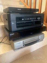 DVD RECORDER+STAMPANTE+LETTORI DVD E VIDEOCASSETTE