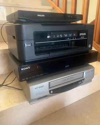 DVD RECORDER+STAMPANTE+LETTORI DVD E VIDEOCASSETTE