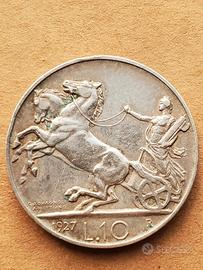 10 lire 1927 biga argento 2 rosette