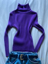 Maglione Donna Viola Collo Alto Dolcevita