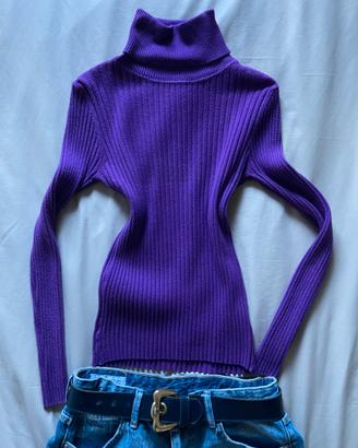 Maglione Donna Viola Collo Alto Dolcevita