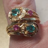 anello vintage oro giallo e pietre preziose