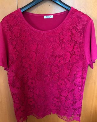 T-SHIRT rosa lampone Tg 50