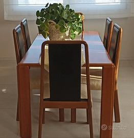 Tavolo in noce, marrone, 165x85, con 6 sedie