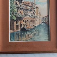 Quadro acquerello Milano Navigli