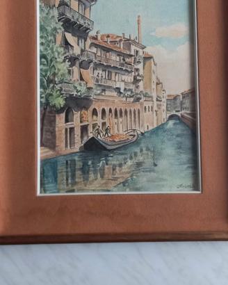 Quadro acquerello Milano Navigli