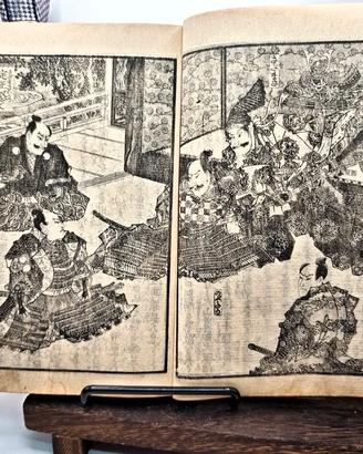 Libro Giappone Xilografia Edo 1800 Ninja Samurai