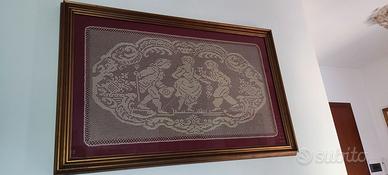 quadro con ricamo filet