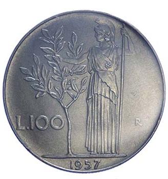 iMONETA DA "100 LIRE DEL 1957 "