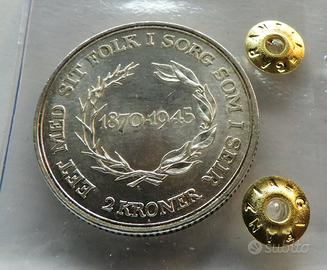 Moneta argento danimarca 1945 - 2 kroner - fdc