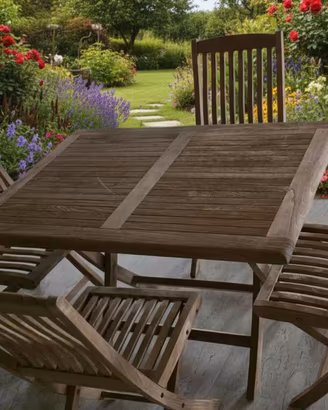 Set Giardino Tanjaya - Tavolo e Sedie in Teak