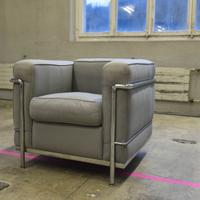 MDF ITALIA 1461 poltrona LC2 in cotone grigio