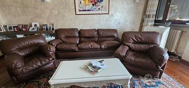 2 Poltrone pelle vera marrone 