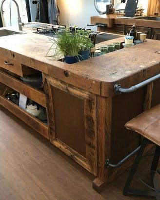 Isola Cucina stile BANCO FALEGNAME legno massello 