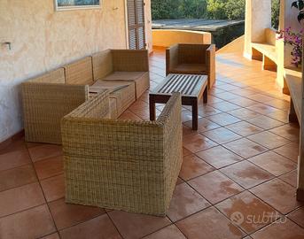 Divano sezionale Rattan Unopiu con due poltrone