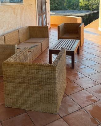 Divano sezionale Rattan Unopiu con due poltrone