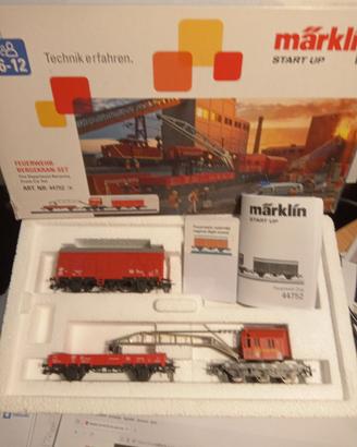 Marklin H0 AC 44752  tre carri con gru pompieri