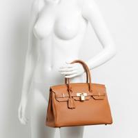 Borsa Beauty, in vera pelle - stile Birkin
