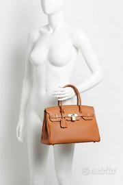 Borsa Beauty, in vera pelle - stile Birkin