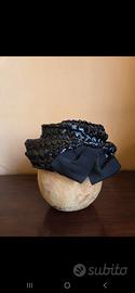 Cappello vintage nero modista Evelina Roma 