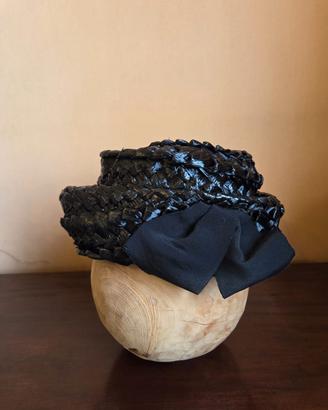 Cappello vintage nero modista Evelina Roma 