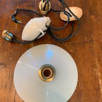 Lampadario antico con saliscendi in ceramica