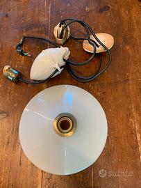 Lampadario antico con saliscendi in ceramica